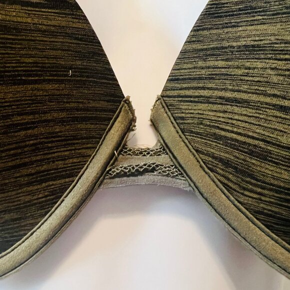 Victoria's Secret Uplift Semi/Demi Army Green/Black Mesh Size 38 DD Bra-Ajustabl - Picture 3 of 15